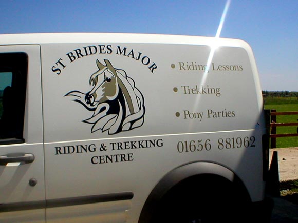 St Brides Major Riding and Trekking (logo on van)