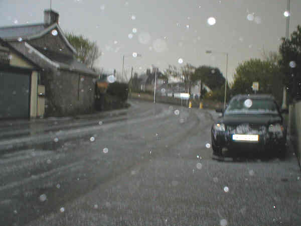 Unexpected hailstorm after a day of sunshine in April 2005
