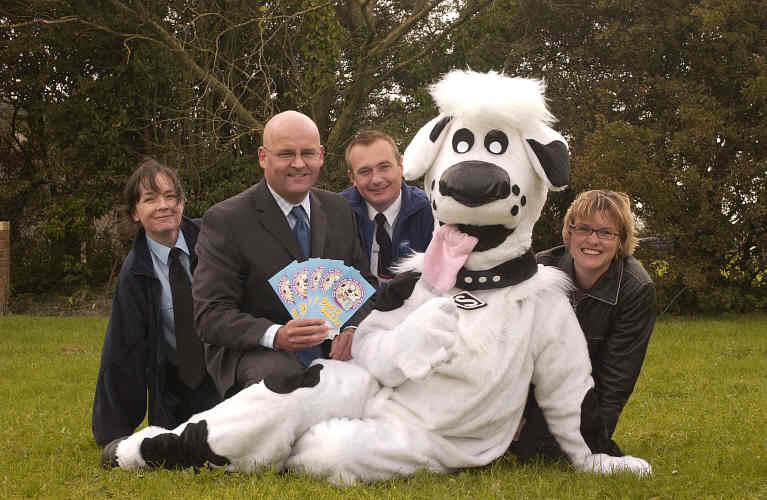 Vale of Glamorgan Council staff launching Scoop the Poop Campaign in 2004 at RAF St Athan's Bring your dog to work day